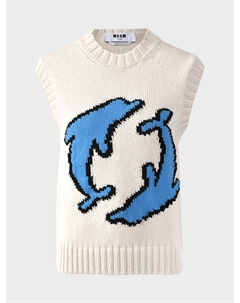 Жилет трикотажный, интарсия "дельфины" Msgm