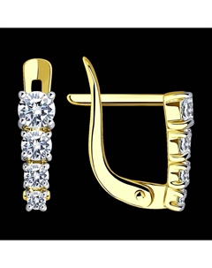 Серьги из желтого золота с фианитами Sokolov