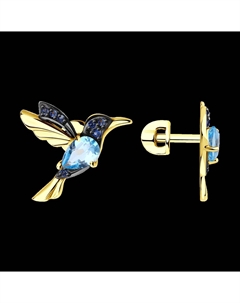 Серьги из желтого золота с топазами и фианитами Sokolov