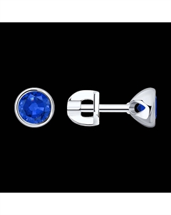Серьги-пусеты из серебра с синими фианитами Sokolov