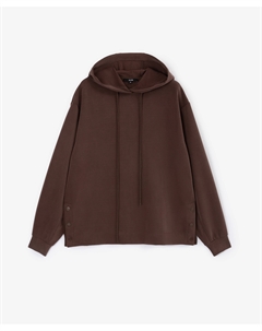 Худи умеренный оверсайз из трикотажного полотна с мягкой гладкой поверхностью коричневое Glvr