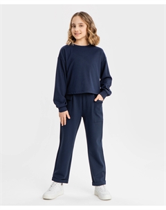 Брюки свободного кроя с накладными карманами синие Button blue