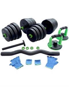 Гантельный набор разборный гиря, мини штанга W-образная, 2х15кг (пластик/цемент) 30кг E39050 Nobrand