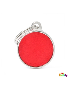 Адресник reflective Круглый красный маленький My family