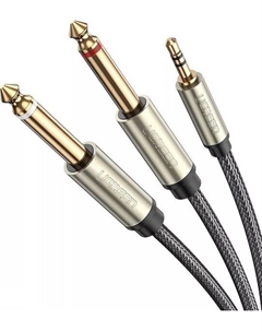 Кабель AV126 10618_ 3.5mm TRS to Dual 6.35mm TS Audio Cable. Длина: 3м. Цвет: серый Ugreen