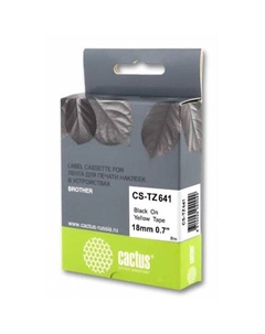 Картридж Cactus CS-TZ641, TZe-641, 18мм, черный шрифт, желтый фон, 8м ( CS-TZ641