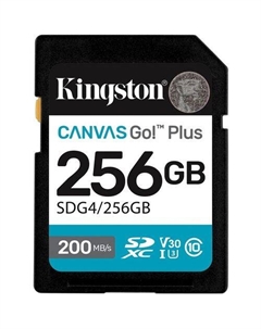 Карта памяти SDXC UHS-I Canvas Go! Plus 256 ГБ, 170 МБ/с, Class 10, SDG4/256GB, 1 шт., без адаптера Kingston