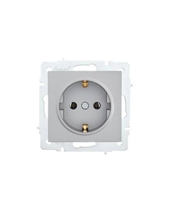 Розетка LEZARD Vesna 742-3588-122B, скрытый монтаж, однопостовая/модулей: 1, с з/к, 16A, механизм с накладкой и суппортом, IP20, платина (742-3588-122B) Lezard