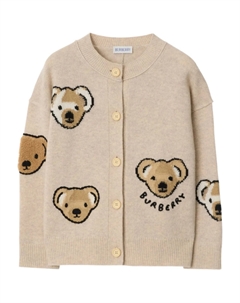 Шерстяной кардиган Kids Thomas Bear, нейтральный Burberry