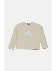 Хлопковая детская кофта с длинными рукавами, бежевый United colors of benetton