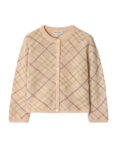 Кардиган в клетку Kids, нейтральный Burberry