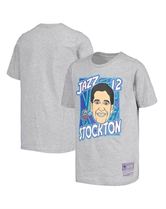 Серая футболка Big Boys John Stockton Utah Jazz Hardwood Classics King of the Court Player Mitchell and ness