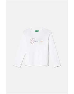 Хлопковая детская кофта с длинными рукавами, белый United colors of benetton