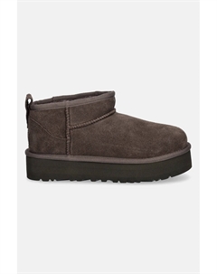 Детские замшевые зимние сапоги CLASSIC ULTRA MINI PLATFORM, коричневый Ugg