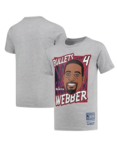 Футболка Big Boys Chris Webber Heathered Grey Washington Bullets Hardwood Classics King of the Court Player Mitchell and ness