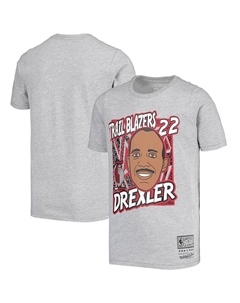 Серая футболка Big Boys Clyde Drexler Portland Trail Blazers Hardwood Classics King of the Court Player Mitchell and ness