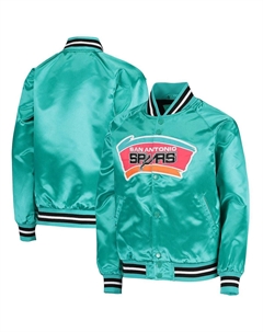 Темно-бирюзовая куртка с длинными кнопками San Antonio Spurs Hardwood Classics реглан Big Boys Mitchell and ness