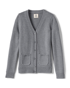 Детская школьная форма для девочек, хлопковый свитер с модальными пуговицами спереди Lands' end