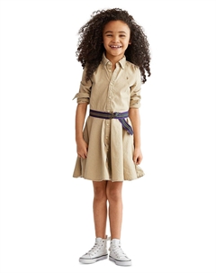 Хлопковое платье-рубашка чинос с поясом для малышей и маленьких девочек Polo ralph lauren