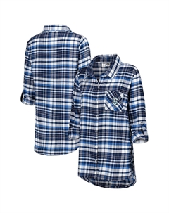 Женская фланелевая ночная рубашка глубокого морского синего цвета с рукавом три четверти на пуговицах Seattle Kraken Mainstay Concepts sport