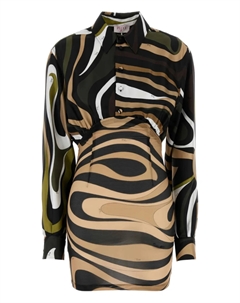 Платье-рубашка с принтом Marmo, зеленый Pucci