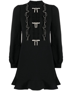 Платье мини с баской и кристаллами, черный Self-portrait