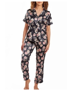 Женский атласный пижамный комплект с цветочным принтом Cyrus и манжетами, 2 предмета Icollection