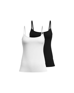 Комплект из 2 топов-спагетти - базовый хлопковый топ-майка однотонный трикотаж, мультиколор Calida