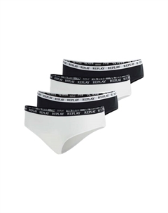 Трусы 4 шт. в упаковке - трусы с логотипом на поясе хлопковая смесь, черный Replay
