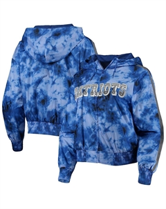 Женская темно-синяя ветровка с капюшоном New England Patriots Galaxy с молнией во всю длину, темно-синий Mitchell and ness