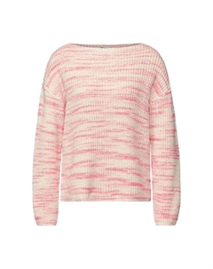 Вязаный свитер с вырезом-лодочкой и пестрым узором., бежевый Street one