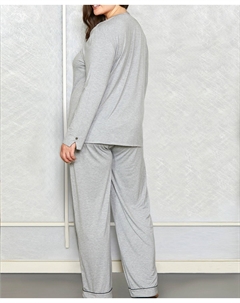 Комфортный комплект для сна и отдыха больших размеров из контрастного кружева и модала, серый Icollection