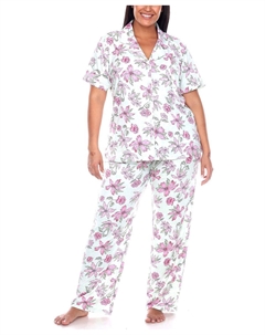 Плюс размер брюки с короткими рукавами тропический пижамный комплект, 2 предмета, мульти White mark