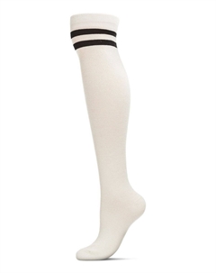 Женские теплые носки выше колена из смеси кашемира в полоску Memoi