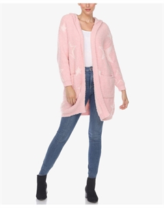 Женское пальто из шерпы с открытым передом и капюшоном White mark