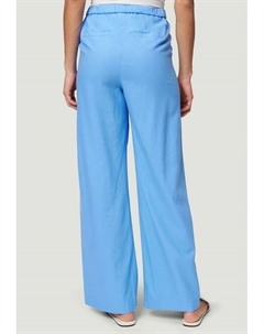 Брюки из ткани с завязками и добавлением льна, синий Zero