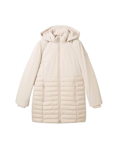 Стеганое пальто с капюшоном и водоотталкивающей пропиткой, бежевый Tom tailor
