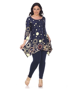 Туника эри больших размеров, синий White mark