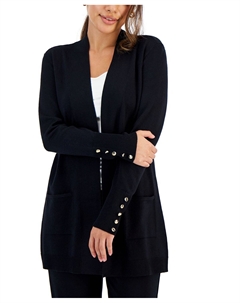 Миниатюрный кардиган с открытым передом и манжетами на пуговицах Jm collection