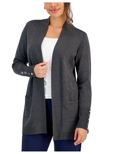 Миниатюрный кардиган с открытым передом и манжетами на пуговицах Jm collection