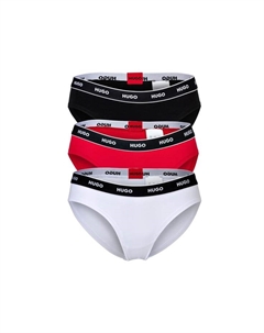 Трусы комплект из 3 шт. - триплетные трусы из хлопка стретч в полоску с логотипом уни, мультиколор Hugo