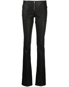 Расклешенные кожаные брюки, черный Blumarine
