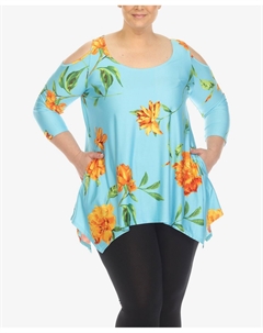 Туника женская с цветочным принтом и открытыми плечами, мультиколор White mark