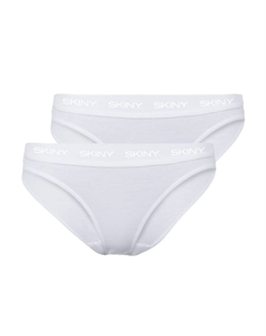 Трусы Rio 2 шт. в упаковке - нижнее белье хлопковые с логотипом пояс в мелкий рубчик однотонные, белый Skiny