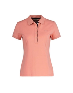 Рубашка поло - контрастный воротник пикейное поло короткий рукав планка с пуговицами логотип, оранжевый Gant