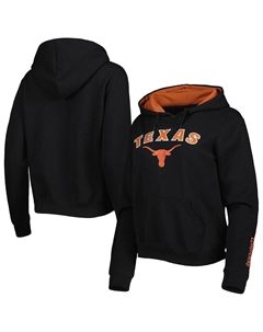 Женский черный пуловер с капюшоном Texas Longhorns Arch & Logo, черный Colosseum