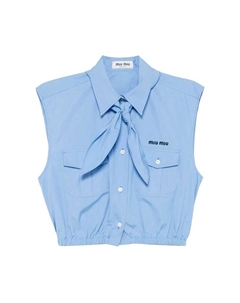 Рубашка Sleeveless Shirt 'Azzurro', синий Miu miu