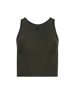 Топ Viscose Blend Tank Top 'Military Green', зеленый Miu miu
