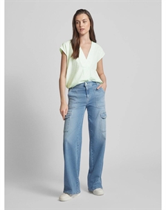 Блузка-рубашка прямого кроя с полосатым узором и V-образным вырезом Esprit