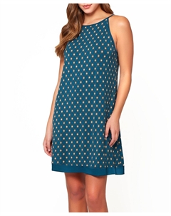 Женская сорочка мягкой вязки с малахитовым принтом, воротником-халтер и завязкой на спине Icollection